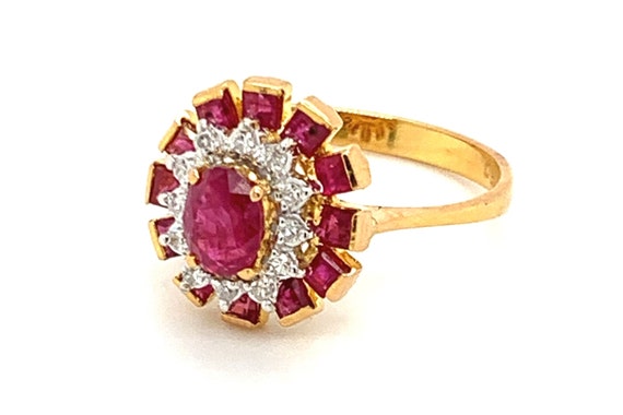 Vintage 18k Gold Ruby Diamond Ring: Art Deco Enga… - image 6