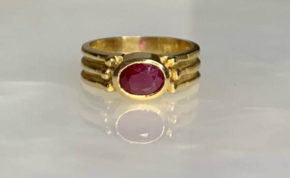 Vintage Ruby Ring, East West Oval Ring, Oval Ruby… - image 3