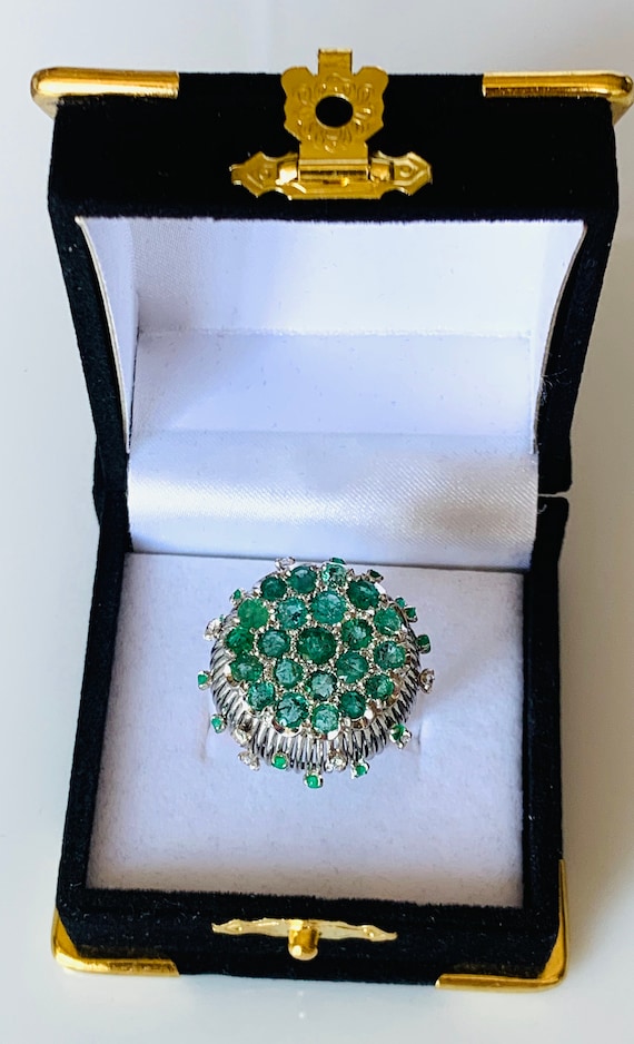Vintage Emerald Diamond Ring: 14k Two Tone Gold, … - image 10