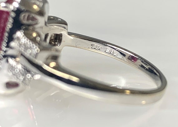 Emerald Cut Ruby Engagement Ring: 14k White Gold … - image 5