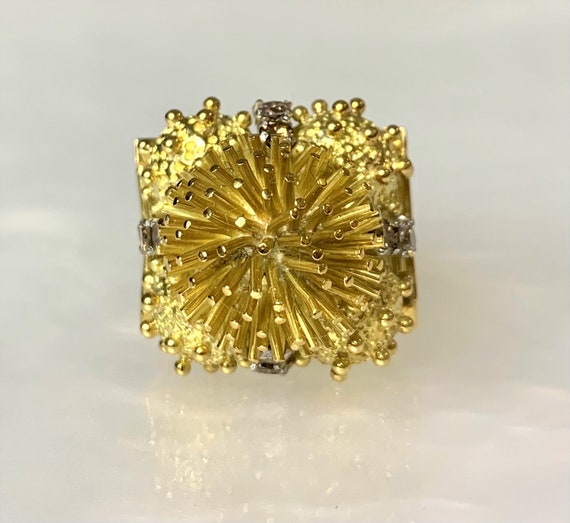 Vintage 18k Yellow Gold Diamond Ring: OOAK Statem… - image 4