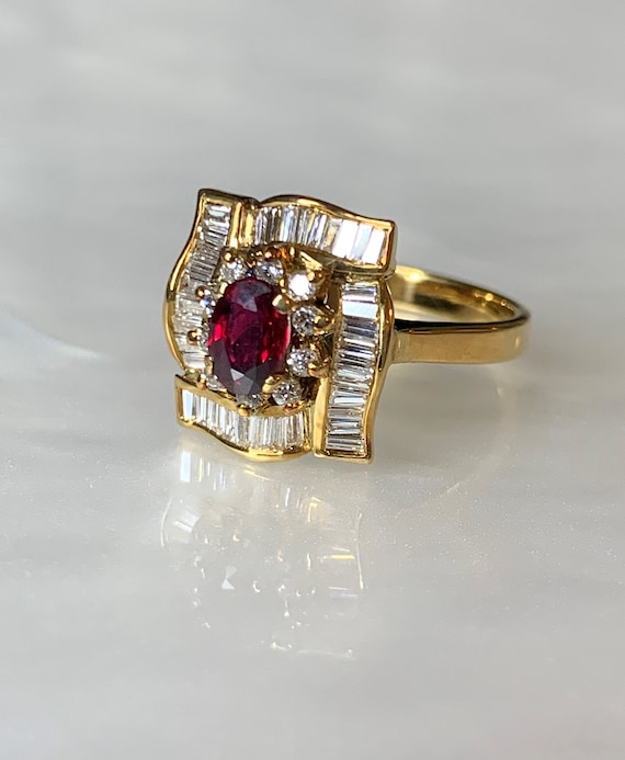 Ruby Diamond Ring, Ruby Ring, Vintage Ruby Ring Fo