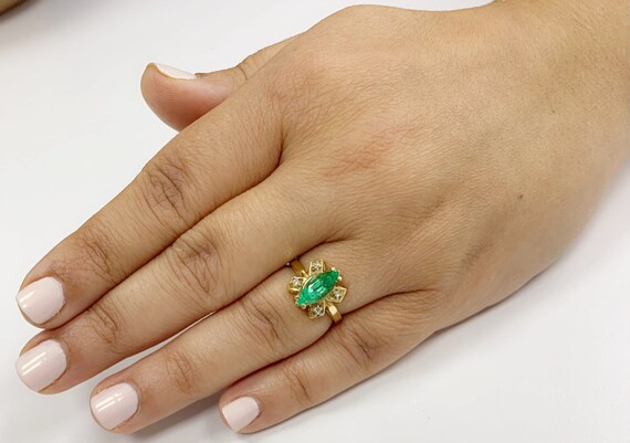 Emerald Butterfly Ring, Marquise Emerald Ring, Ma… - image 5