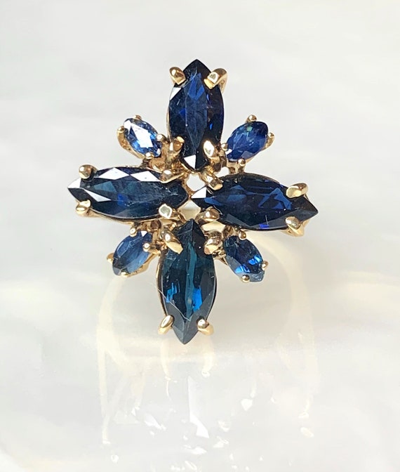 Vintage 14k Gold Starburst Sapphire Ring: Celesti… - image 3