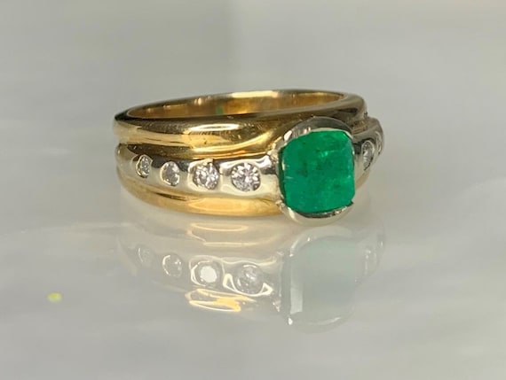 Colombian Emerald Ring, Vintage Emerald Engagemen… - image 2