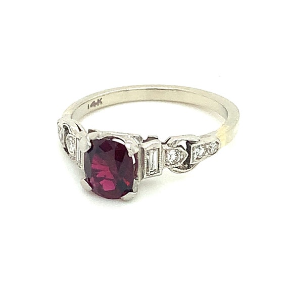 Vintage Art Deco Ruby Engagement Ring: 14k White … - image 4