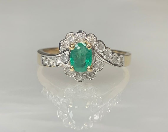 Emerald Bypass Ring, Dainty Emerald Ring, Emerald… - image 1