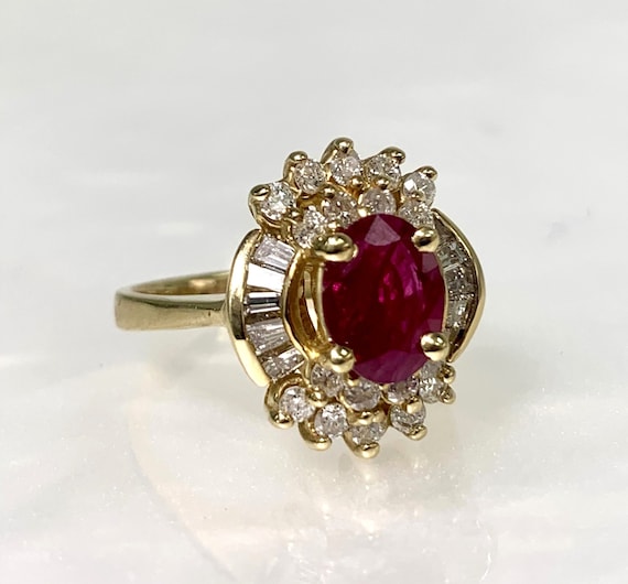 Vintage 14k Gold Ruby Diamond Ring: US 5 1/4 - image 3