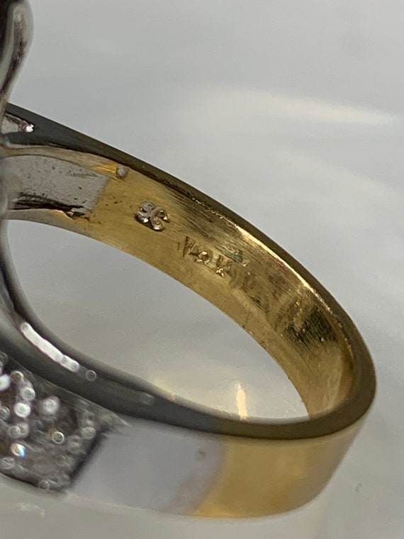 Vintage Pear Ruby Flower Ring: Diamond 18k White … - image 6