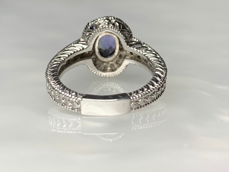 Tanzanite Ring, Tanzanite Engagement Ring, Tanzanite Diamond Ring, Tanzanite Jewelry, White Gold Ring, Vintage Gemstone Ring, Bezel Set Ring image 4