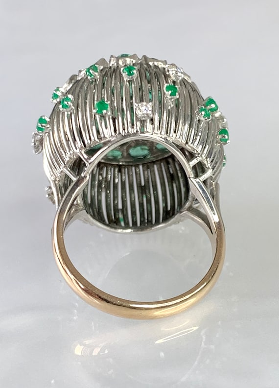 Vintage Emerald Diamond Ring: 14k Two Tone Gold, … - image 4