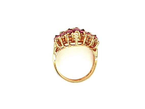 Vintage Marquise Ruby Diamond Ring: 14k Yellow Go… - image 7