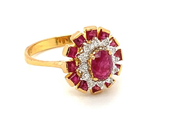 Vintage 18k Gold Ruby Diamond Ring: Art Deco Enga… - image 7