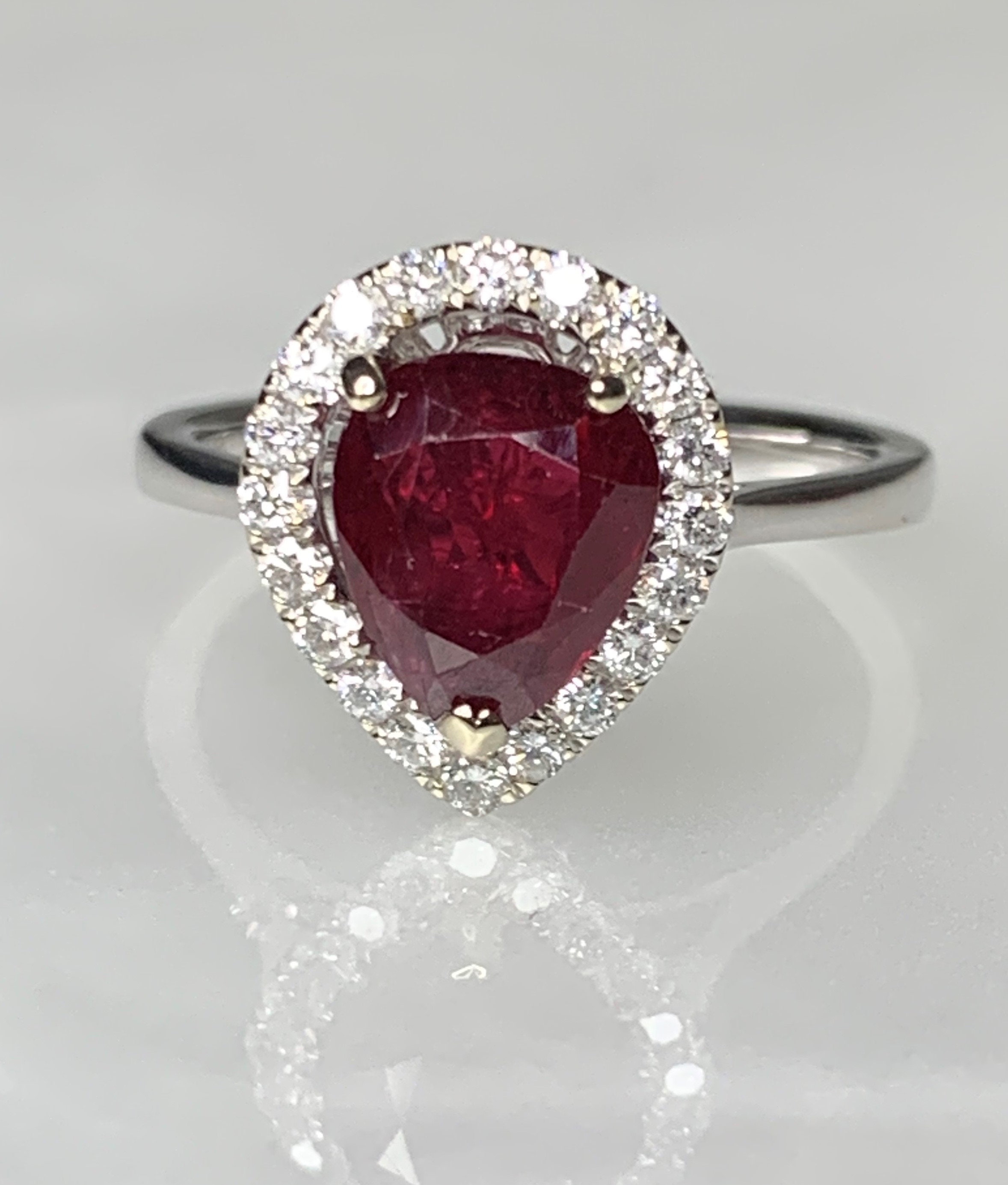 Ruby Engagement Ring Ruby Engagement Ring White Gold Pear | Etsy