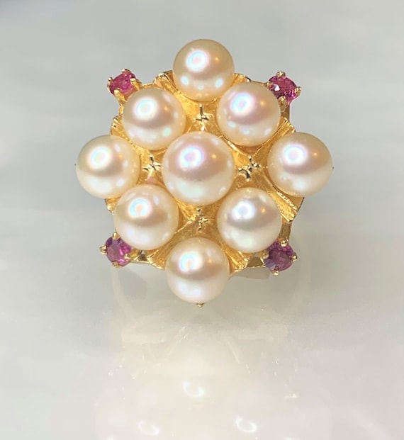 Pearl Cluster Ring, Pearl Ring, Pearl Ring For Wo… - image 1