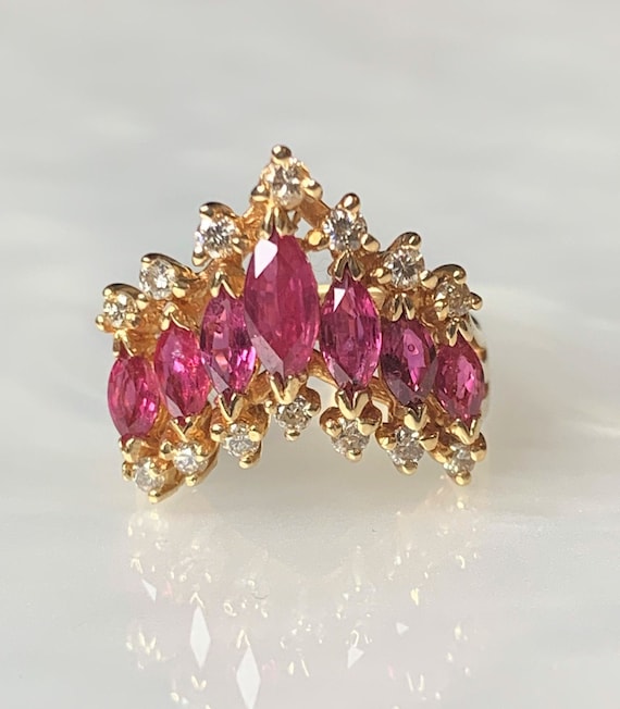 Vintage Ruby Ring, Ruby Ring, Half Eternity Ring … - image 1