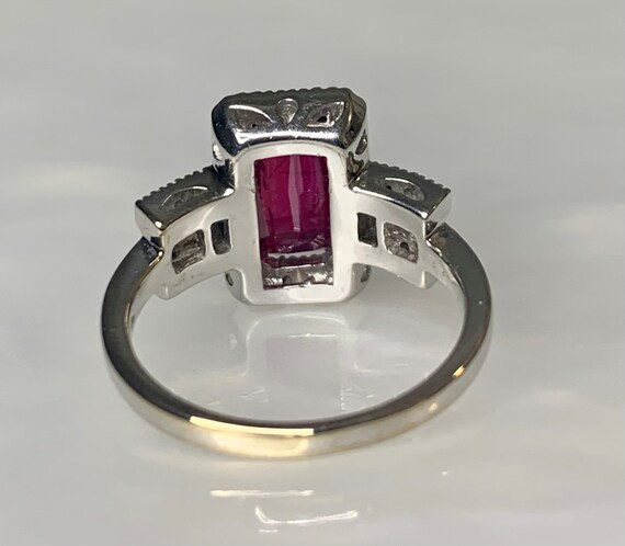 Emerald Cut Ruby Engagement Ring: 14k White Gold … - image 4