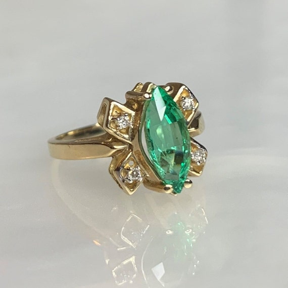 Emerald Butterfly Ring, Marquise Emerald Ring, Ma… - image 2