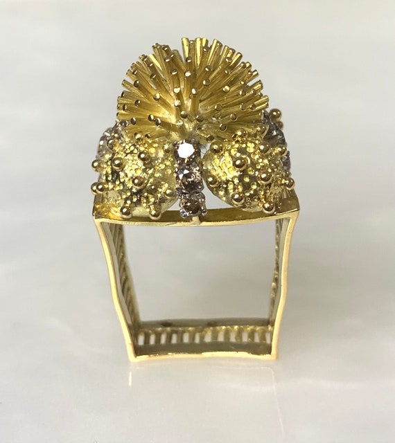 Vintage 18k Yellow Gold Diamond Ring: OOAK Statem… - image 6