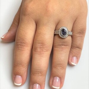 Tanzanite Ring, Tanzanite Engagement Ring, Tanzanite Diamond Ring, Tanzanite Jewelry, White Gold Ring, Vintage Gemstone Ring, Bezel Set Ring image 5