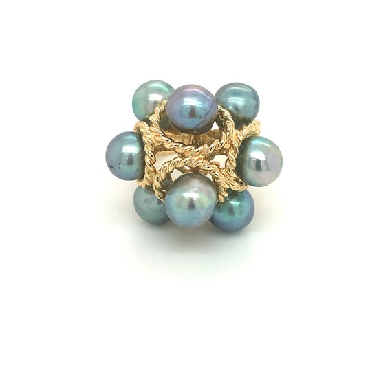 Vintage Pearl Ring, Gray Pearl Ring, Pearl Cluste… - image 10