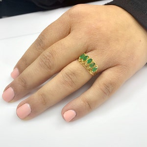 Emerald Ring, Emerald Eternity Band, Marquise Emerald Ring, Emerald Ring For Women, Emerald Eternity Band, Half Eternity Band, Gift for Wife imagem 5