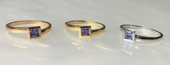 Tanzanite Trinity Ring: 14k Gold Stackable Ring S… - image 5