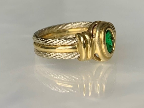 Bezel Emerald Ring, Vintage Emerald Ring, Emerald… - image 3