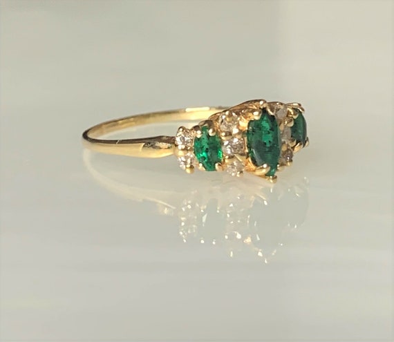 Marquise Emerald Ring, Emerald Diamond Ring, Dain… - image 2