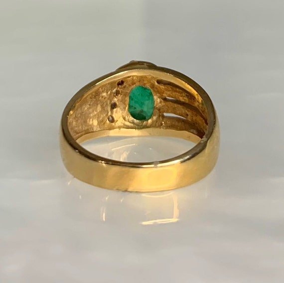 Vintage Colombian Emerald Ring: 14k Gold Oval Dia… - image 4