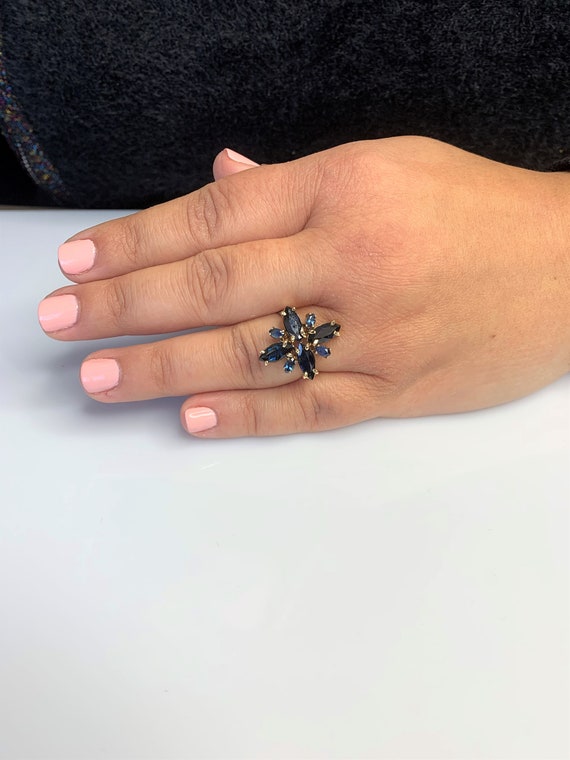 Vintage 14k Gold Starburst Sapphire Ring: Celesti… - image 6