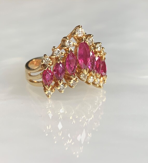 Vintage Ruby Ring, Ruby Ring, Half Eternity Ring … - image 3