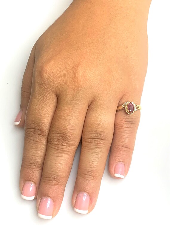 Vintage Oval Ruby Diamond Ring: 14k Gold Gemstone… - image 6