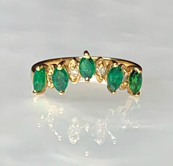 Emerald Diamond Eternity Band, Emerald Ring For W… - image 3