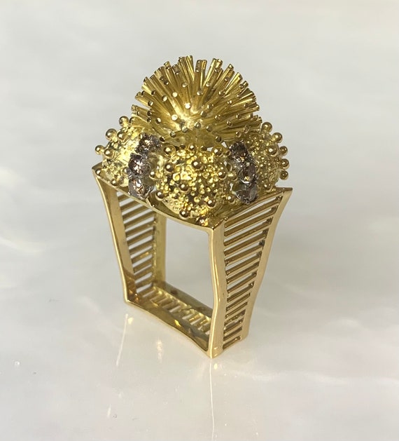 Vintage 18k Yellow Gold Diamond Ring: OOAK Statem… - image 7