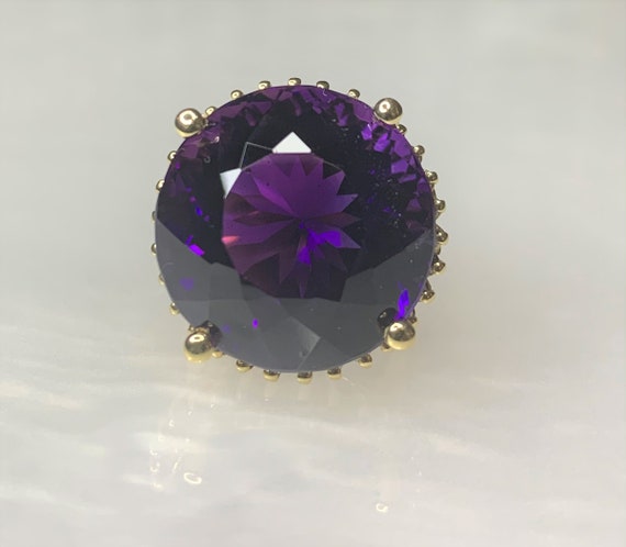 Amethyst Cocktail Ring, Round Amethyst Ring, Amet… - image 3