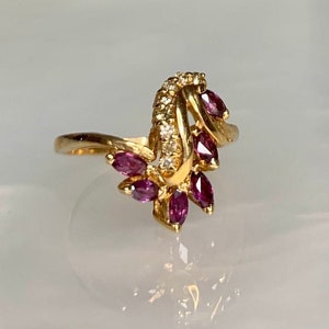 Marquise Ruby Ring, Ruby Rings for Women, Ruby Ring Vintage, Dainty Ruby Ring, Ruby Jewelry Vintage Jewelry, Vintage Gemstone Ring,