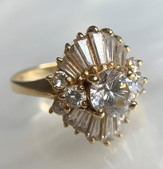 Cubic Zirconia Engagement Ring, CZ Vintage Engage… - image 2