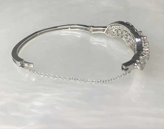 Vintage 14k White Gold Ruby Diamond Bangle Bracel… - image 5