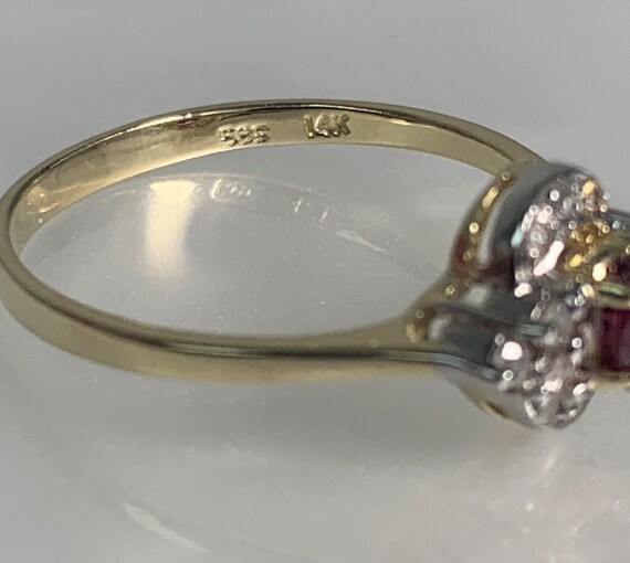 Vintage Oval Ruby Engagement Ring: Diamond Halo, … - image 5