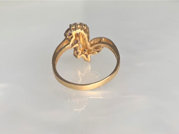 Vintage Marquise Ruby Ring: 14k Gold & Diamond Ac… - image 4