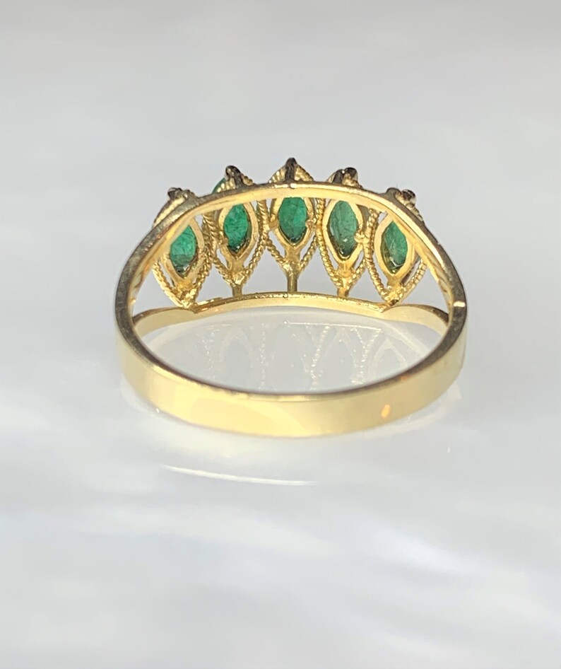 Emerald Ring, Emerald Eternity Band, Marquise Emerald Ring, Emerald Ring For Women, Emerald Eternity Band, Half Eternity Band, Gift for Wife imagem 4