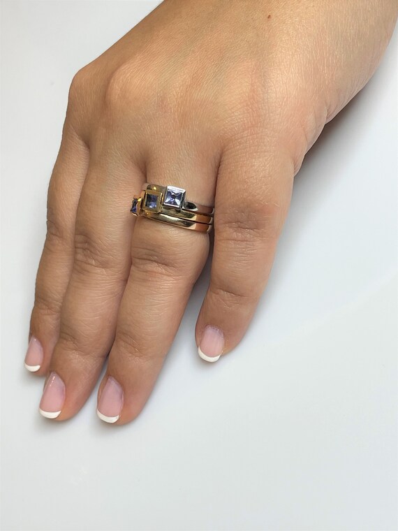 Tanzanite Trinity Ring: 14k Gold Stackable Ring S… - image 9