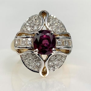 Ruby Ring for Women, Ruby Ring Vintage, Ruby Engagement Ring, Ruby Flower Ring, Ruby Diamond Ring, Vintage Jewelry, Vintage Ruby Jewelry