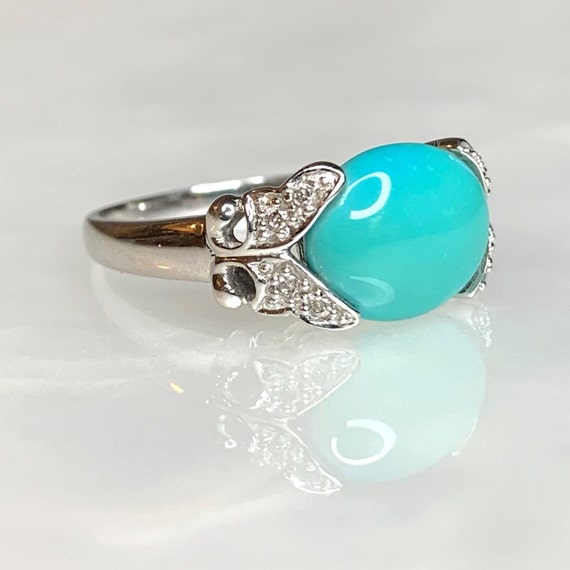 Turquoise Ring, Turquoise Butterfly Ring, Turquoi… - image 2