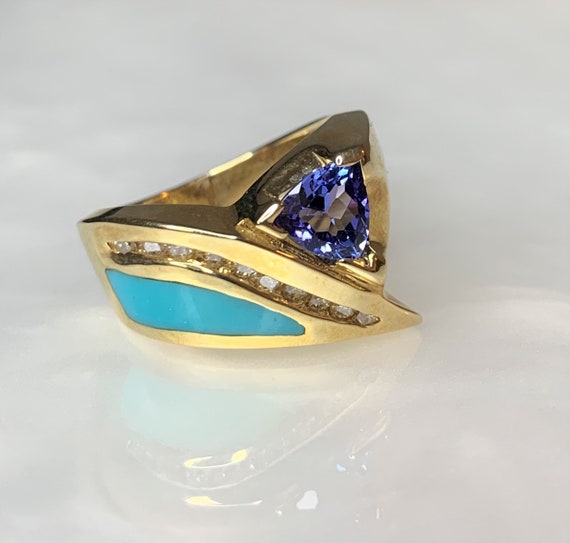 Trillion Tanzanite Ring, Trillion Cut Ring, Tanza… - image 2