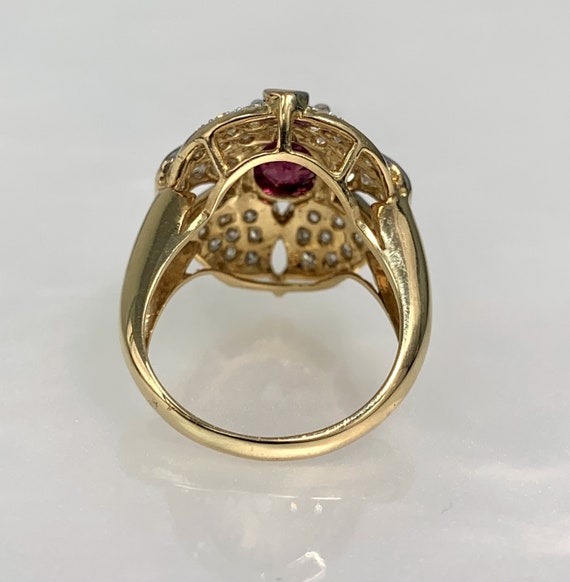 Vintage Ruby Diamond Ring: 18k Gold Floral Engage… - image 4