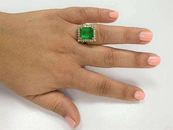 Vintage Emerald Ring, Emerald Cut Emerald Ring, V… - image 5