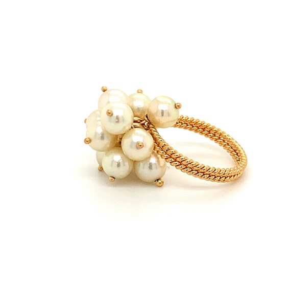 Pearl Gold Ring, Pearl Cocktail Ring, Pearl Clust… - image 8