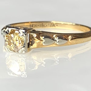 Vintage Champagne Diamond Dainty Engagement Ring